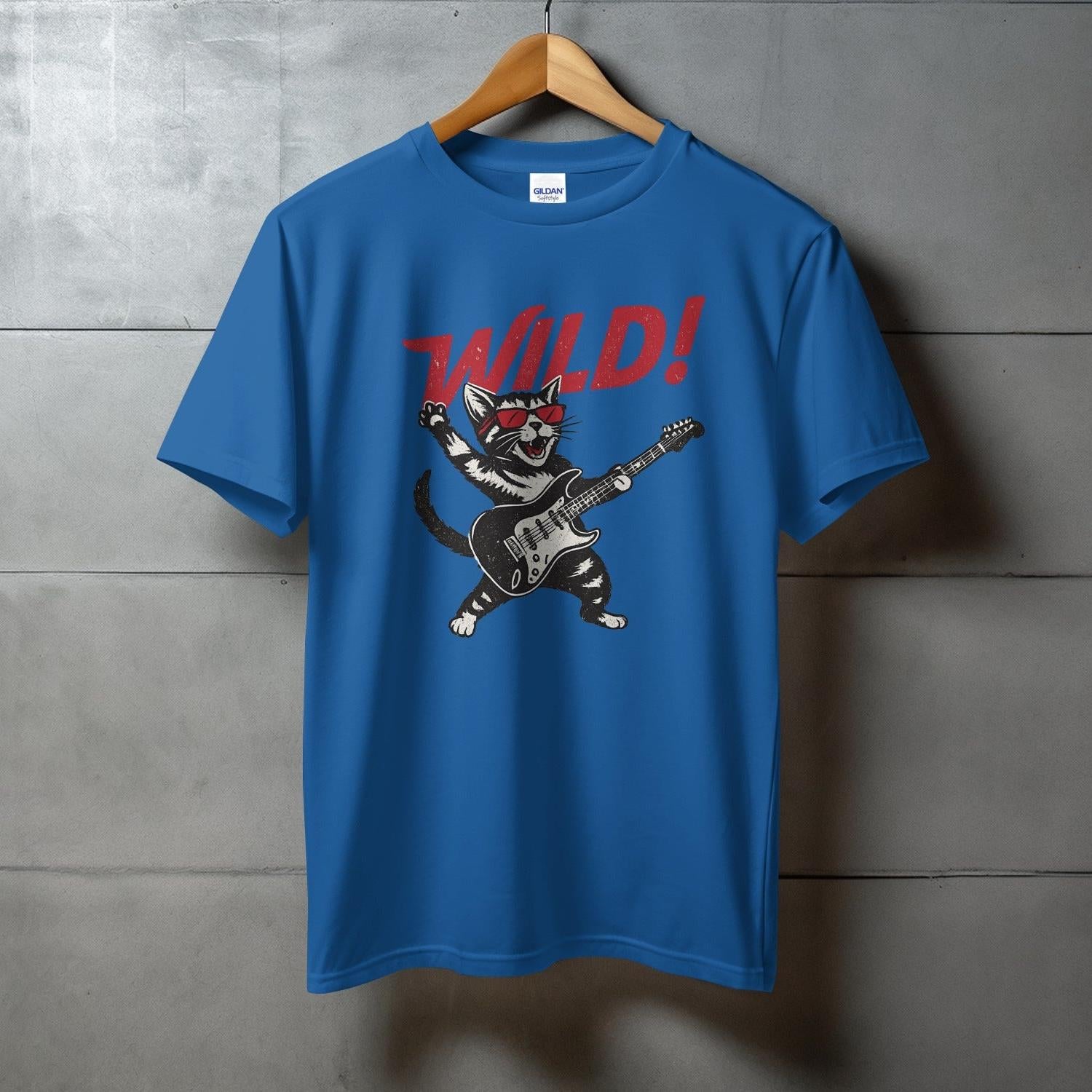 Rocking Cat Wild Graphic Blue T-shirt product