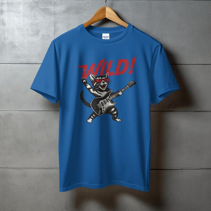 Rocking Cat Wild Graphic Blue T-shirt product