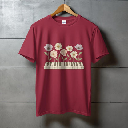 Floral Keyboard Design Short Sleeve Casual T-shirt Product