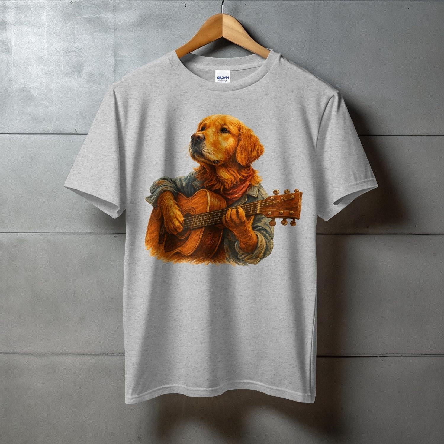 Dog Playing Guitar Graphic T-Shirt Unique Novelty Product