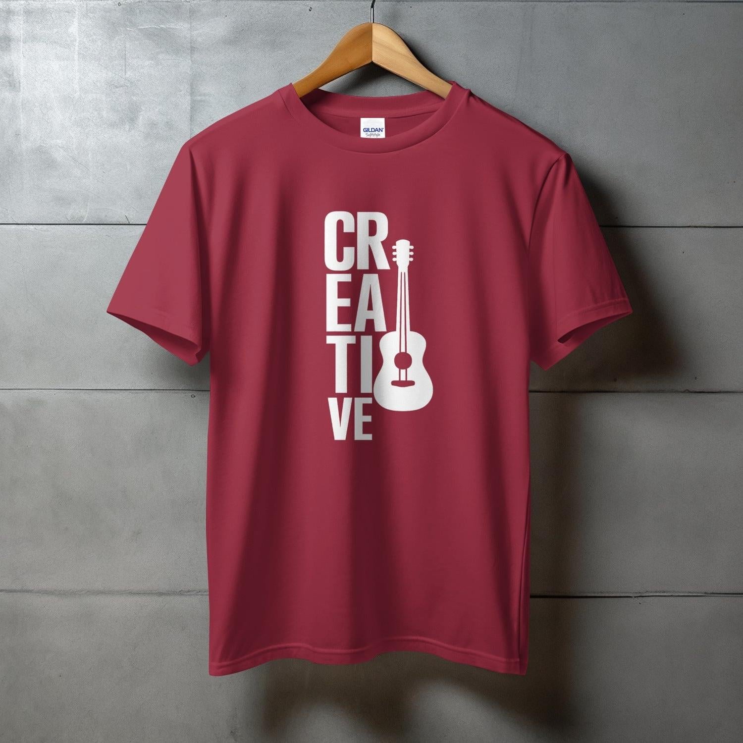 Creative Guitar Design on Maroon Unique T-Shirt product