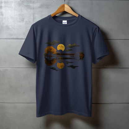 Moonlit Guitar Reflection Design T-Shirt product
