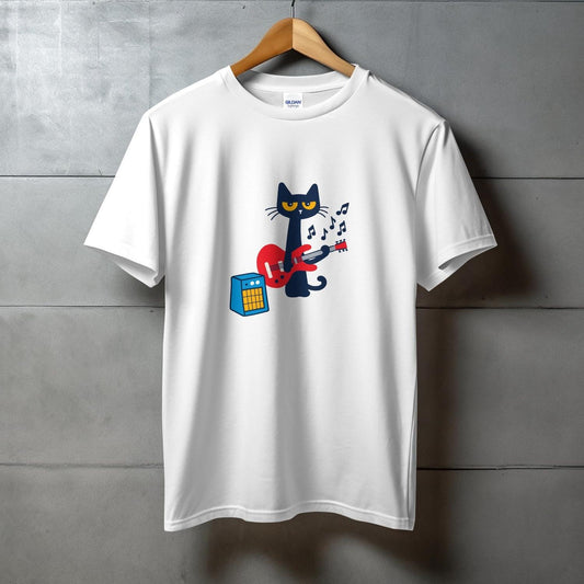 Musical Cat Cartoon with Guitar Graphic T-shirt product