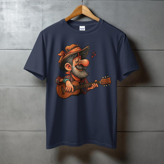 Funny Guitar-Playing Cartoon Character T-shirt product type