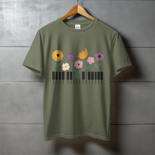 Colorful Floral Piano Graphic Design T-shirt product type