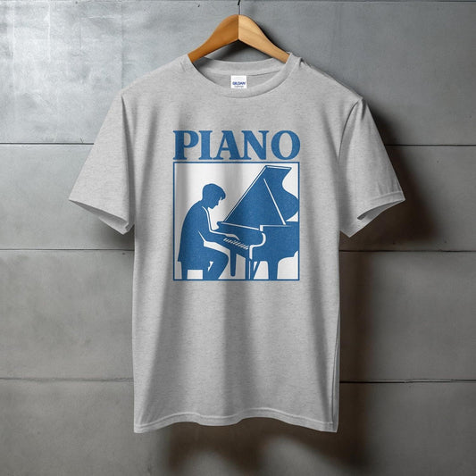 Piano Graphic Print Gray T-Shirt product type