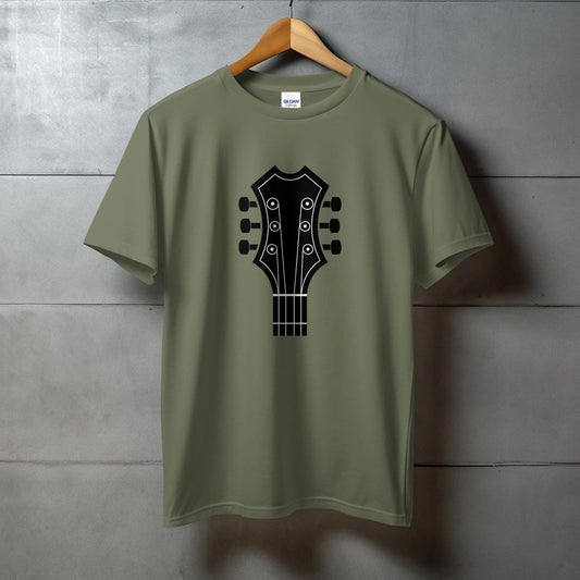 Guitar Headstock Design on Olive T-Shirt product