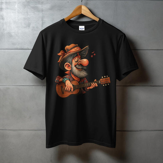 Whimsical Guitarist Character Design on T-shirt product