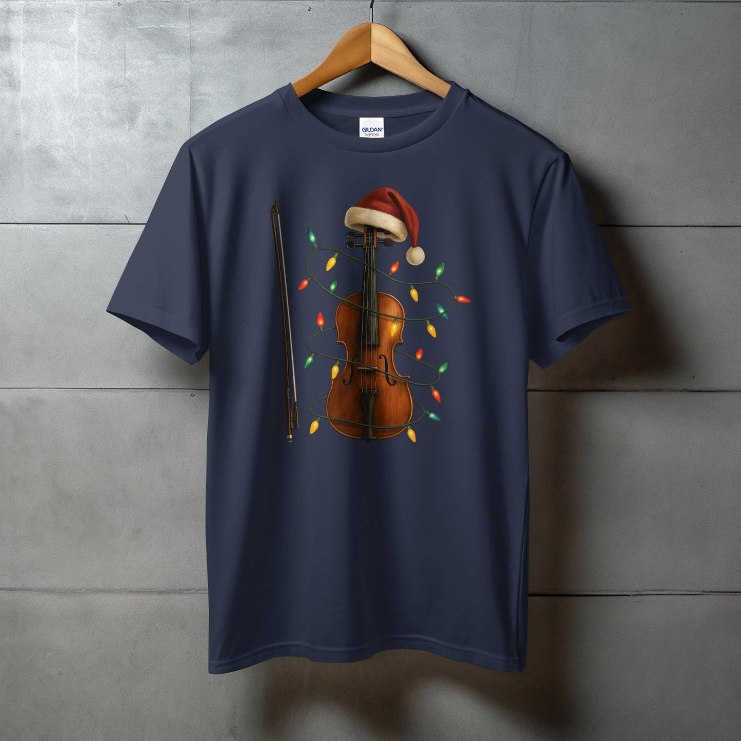 Santa Hat Violin with Christmas Lights T-Shirt Product