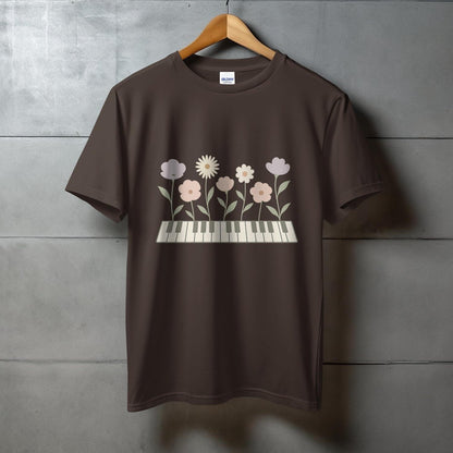 Floral Piano Keyboard Design Graphic T-Shirt product