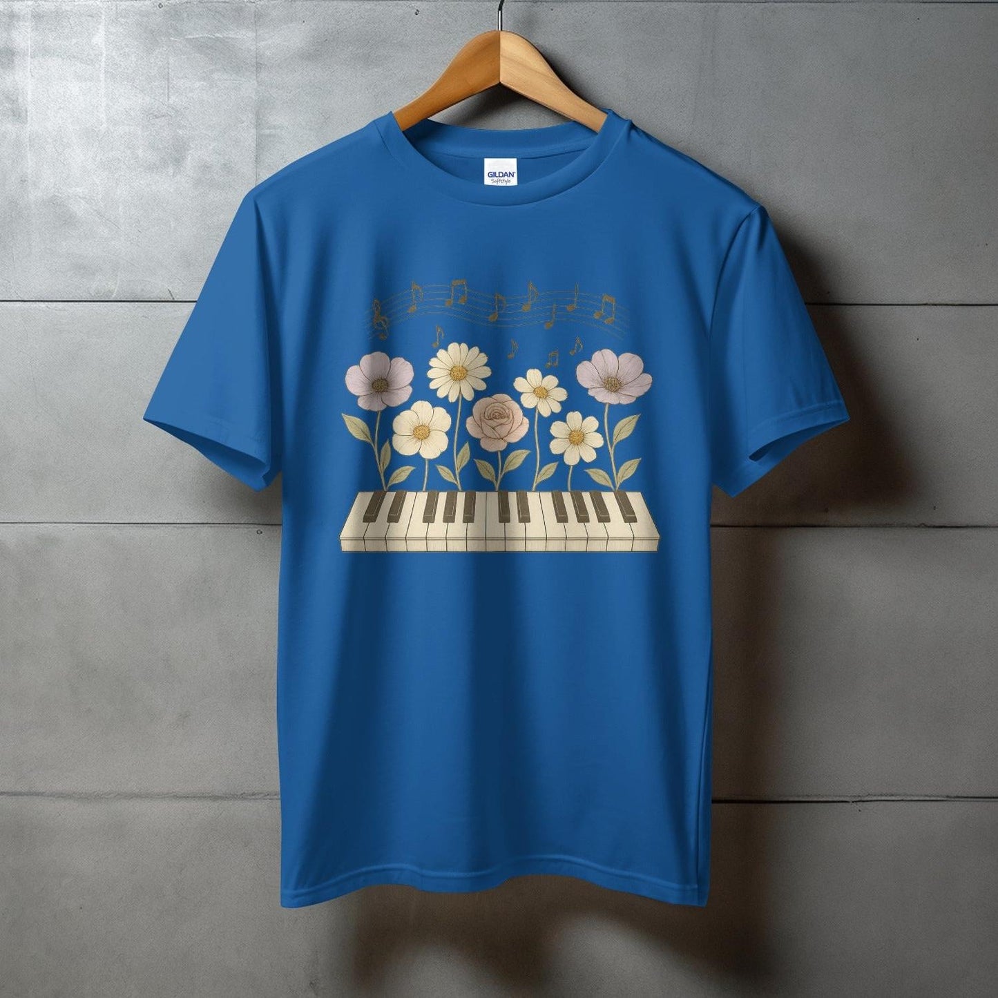 Floral Musical Keyboard Graphic T-shirt product type