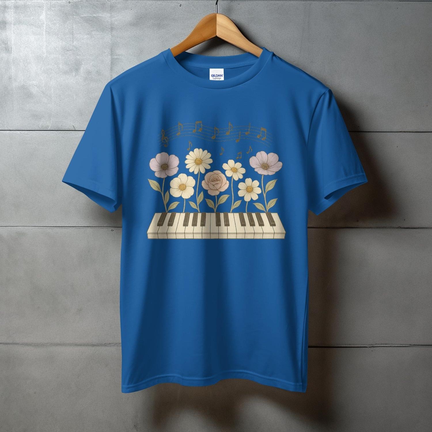 Floral Musical Keyboard Graphic T-shirt product type