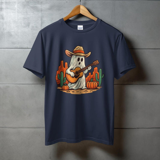 Spooky Ghost Playing Guitar Scene Design T-Shirt product