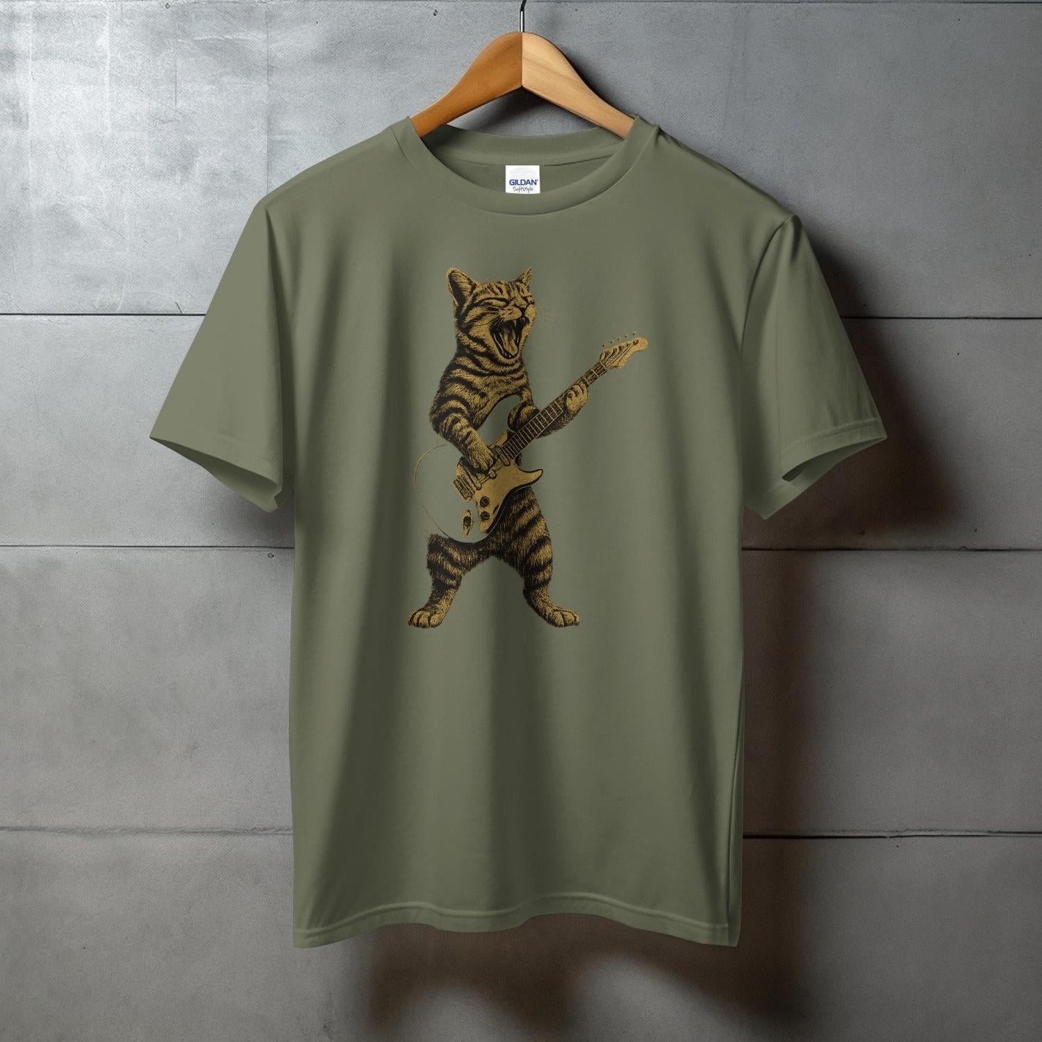 Rocking Tiger Playing Electric Guitar Design Shirt Product