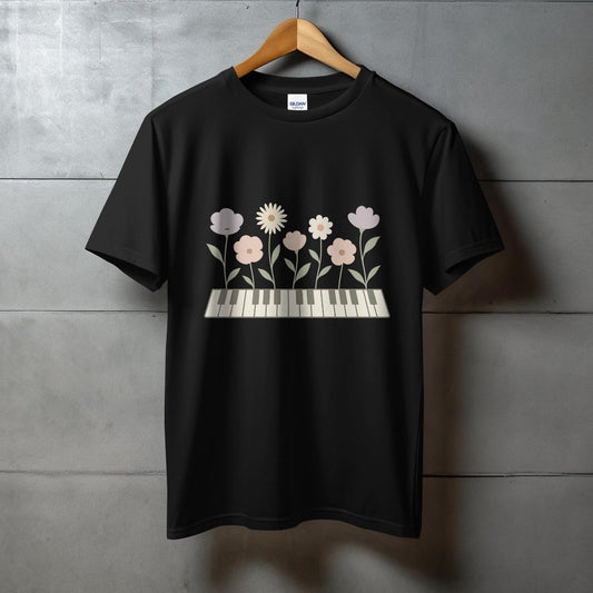 Floral Piano Graphic Printed Short Sleeve T-shirt product