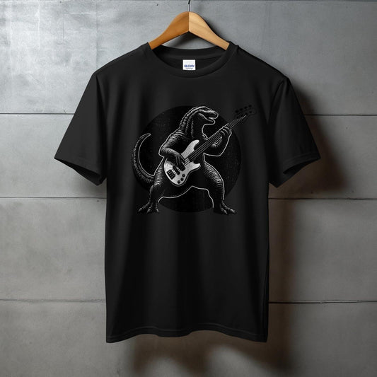 Dinosaur Playing Guitar Graphic Black T-Shirt product