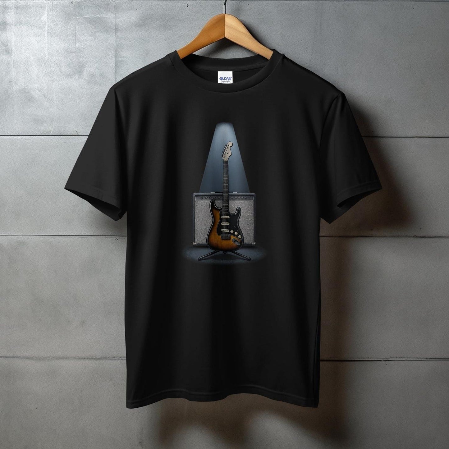 Electric Bass Guitar Design on Black T-shirt product