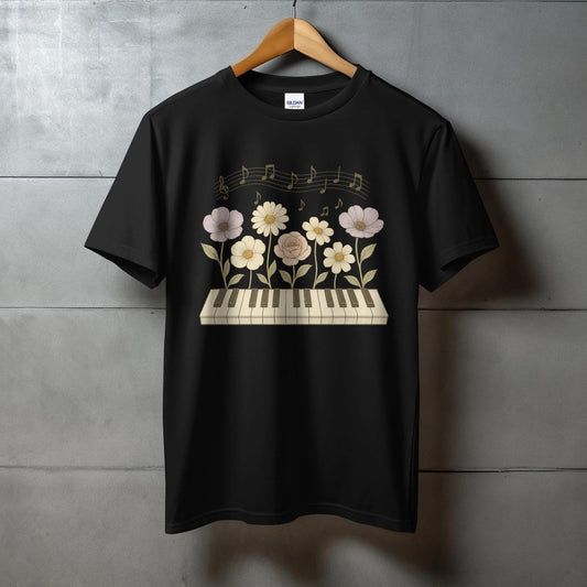Musical Floral Piano Design Graphic T-Shirt product