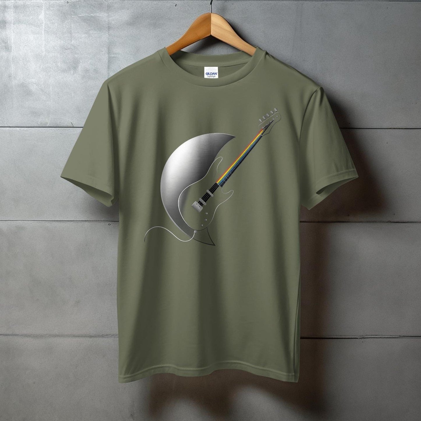Artistic Electric Guitar with Moon Graphic T-shirt product