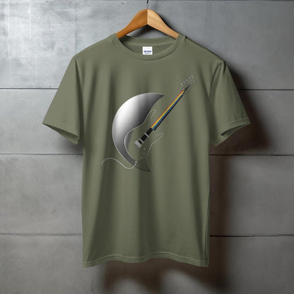 Artistic Electric Guitar with Moon Graphic T-shirt product
